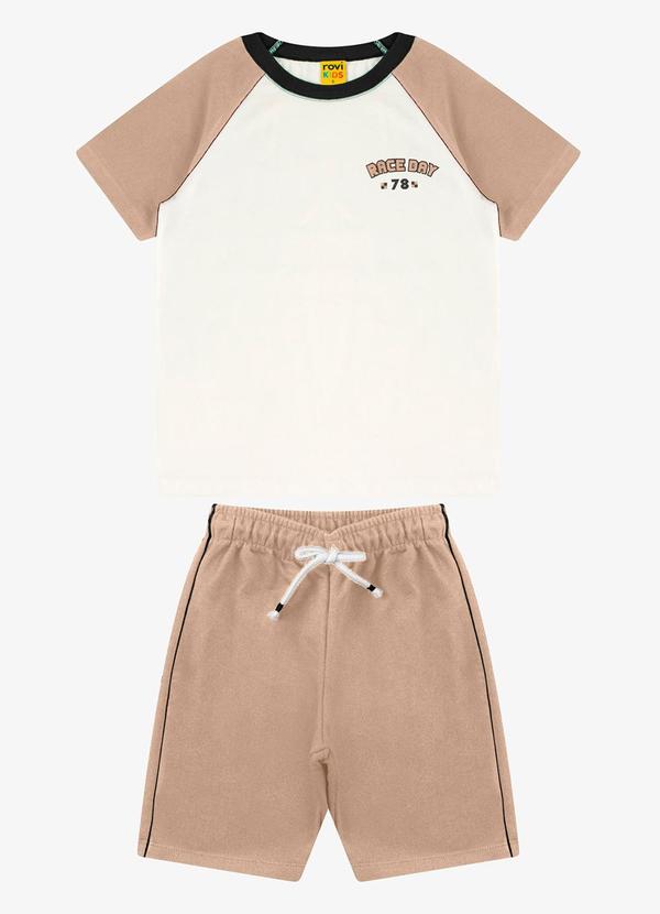 Rovi Kids - Conjunto Camiseta com Bermuda Masculino Marrom