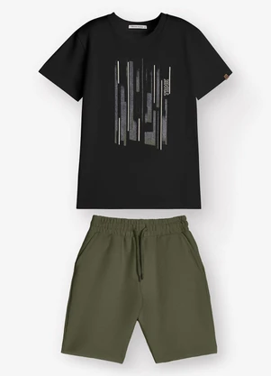 Trick Nick - Conjunto Camiseta com Bermuda Masculino Preto - TRICK NICK