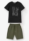 Trick Nick - Conjunto Camiseta com Bermuda Masculino Preto - variação: Preto