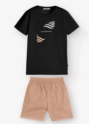 Trick Nick - Conjunto Camiseta com Bermuda Masculino Preto - TRICK NICK