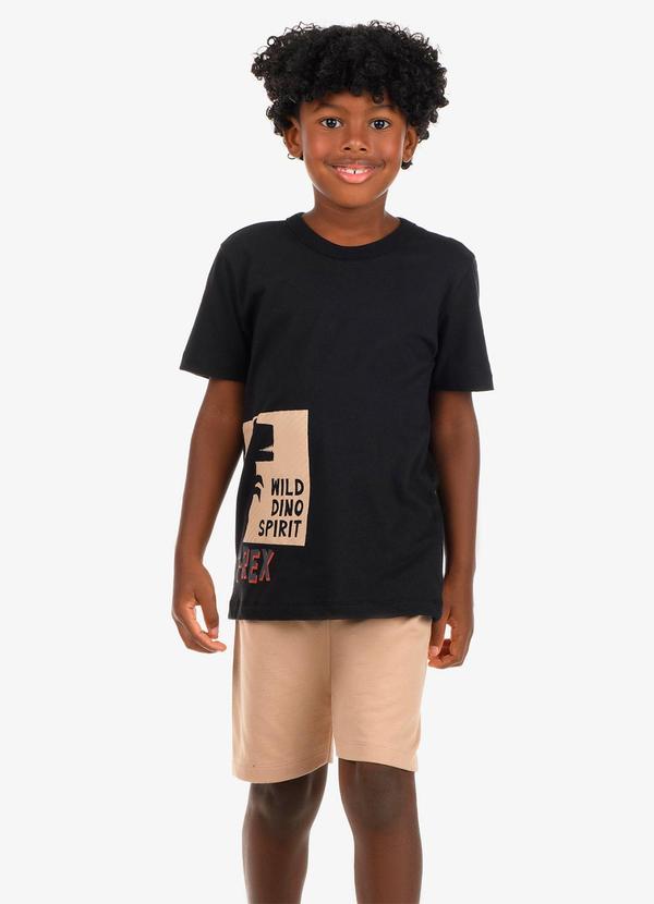 Rovi Kids - Conjunto Camiseta com Bermuda Masculino Preto