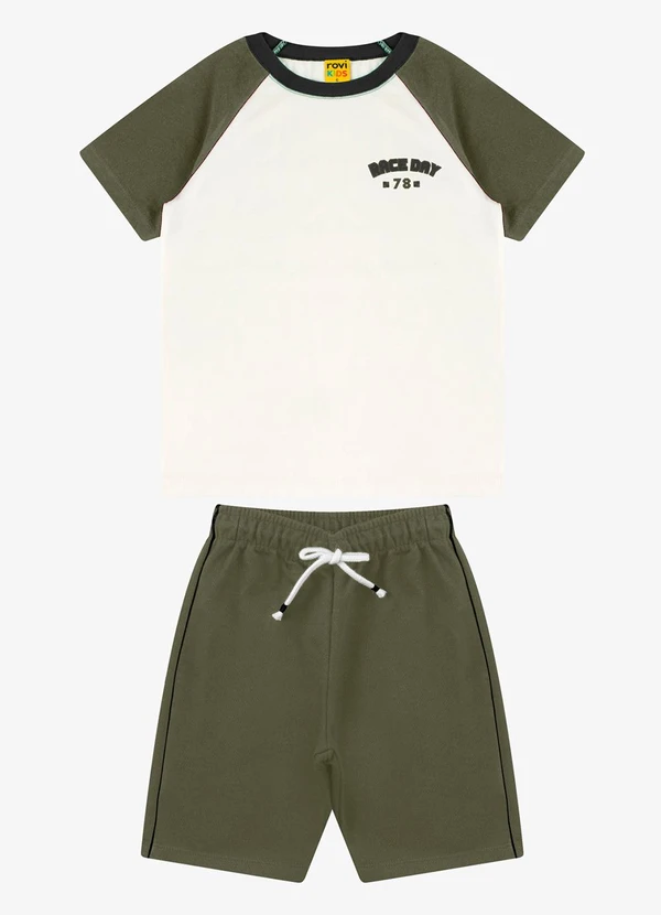 Rovi Kids - Conjunto Camiseta com Bermuda Masculino Verde