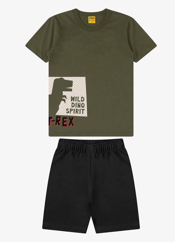Rovi Kids - Conjunto Camiseta com Bermuda Masculino Verde