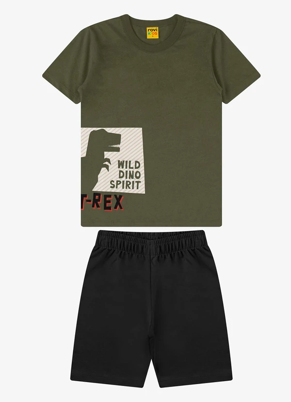 Rovi Kids - Conjunto Camiseta com Bermuda Masculino Verde 1