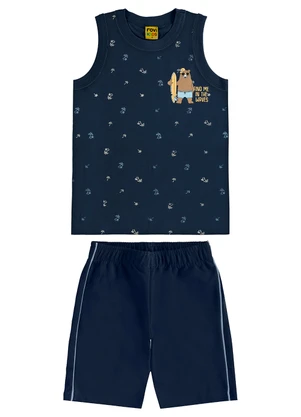 Rovi Kids - Conjunto Camiseta com Bermuda Meia Malha Azul - ROVI KIDS