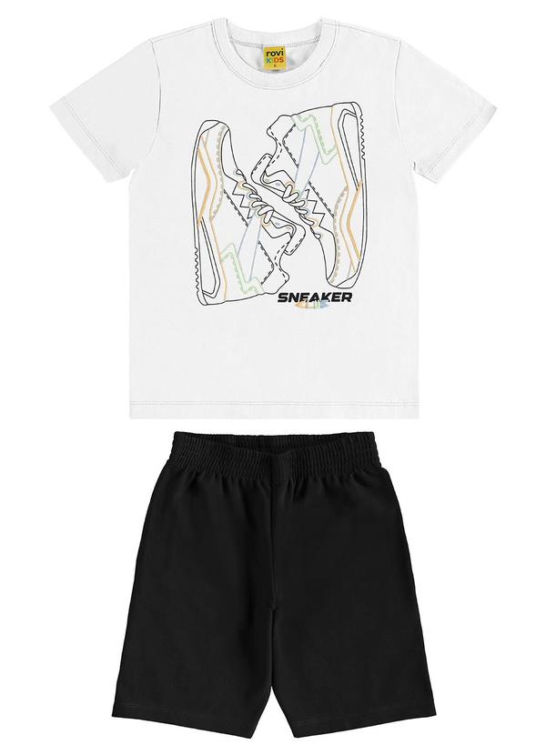 Rovi Kids - Conjunto Camiseta com Bermuda Meia Malha Branco 1