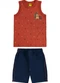 Rovi Kids - Conjunto Camiseta com Bermuda Meia Malha Marrom - variação: Laranja