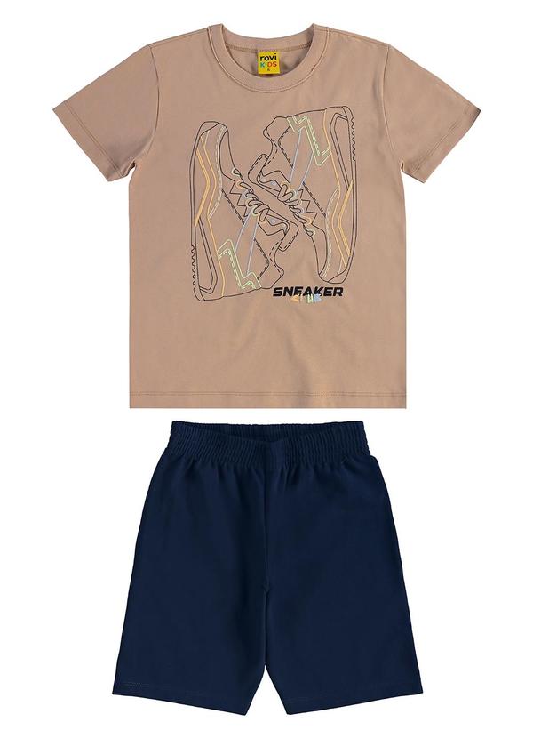Rovi Kids - Conjunto Camiseta com Bermuda Meia Malha Marrom 2