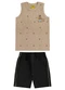 Rovi Kids - Conjunto Camiseta com Bermuda Meia Malha Marrom - variação: Marrom