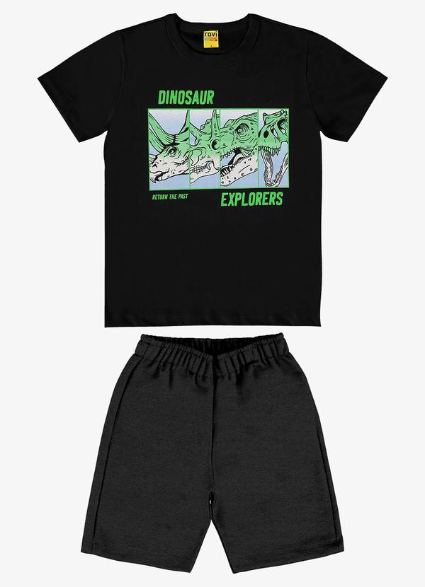 Rovi Kids - Conjunto Camiseta com Bermuda Preto