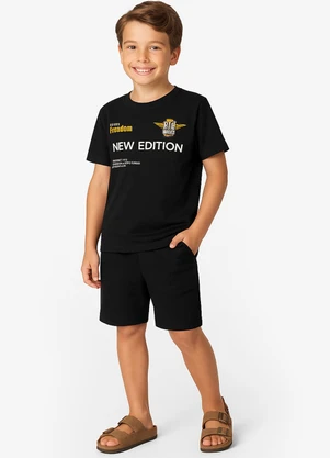 Rovi Kids - Conjunto Camiseta com Bermuda Preto - ROVI KIDS