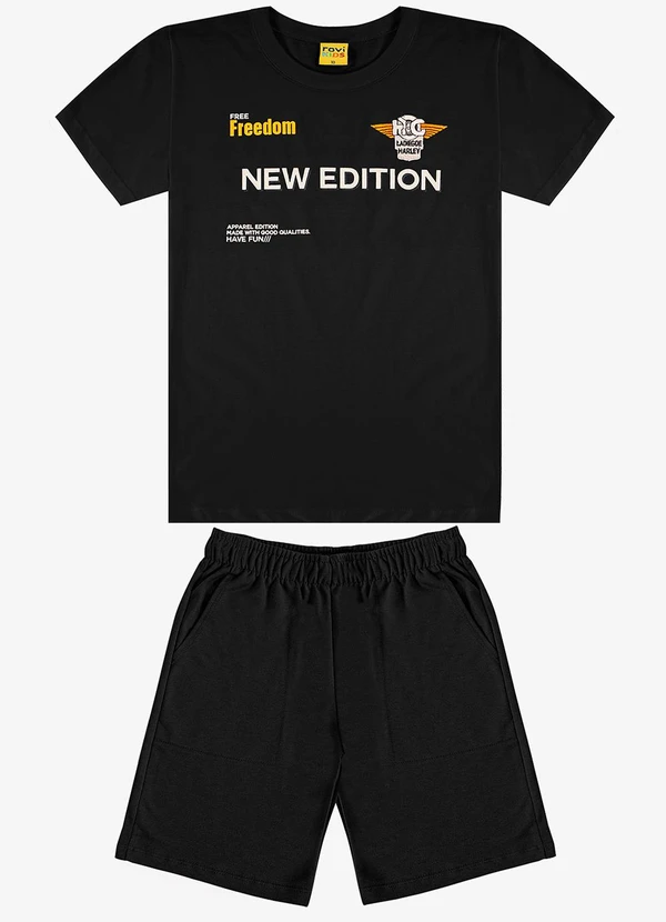 Rovi Kids - Conjunto Camiseta com Bermuda Preto 3
