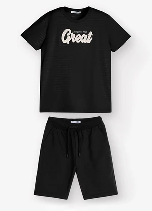 Trick Nick - Conjunto Camiseta com Bermuda Preto - TRICK NICK