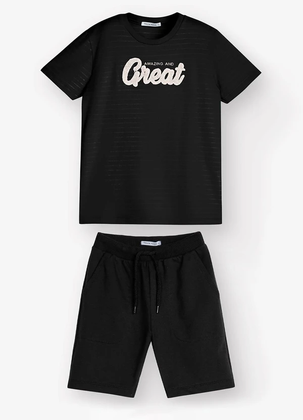 Trick Nick - Conjunto Camiseta com Bermuda Preto