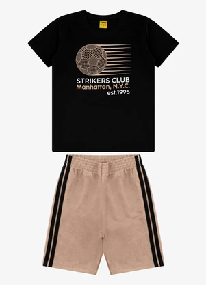 Rovi Kids - Conjunto Camiseta com Bermuda Preto - ROVI KIDS