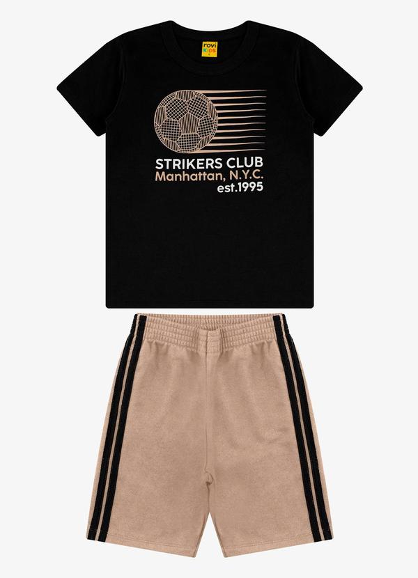 Rovi Kids - Conjunto Camiseta com Bermuda Preto