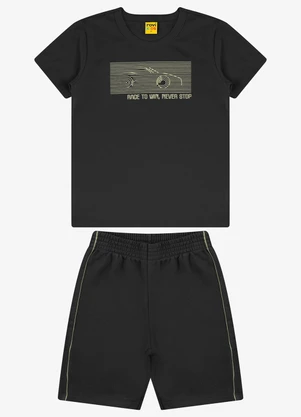 Rovi Kids - Conjunto Camiseta com Bermuda Preto - ROVI KIDS