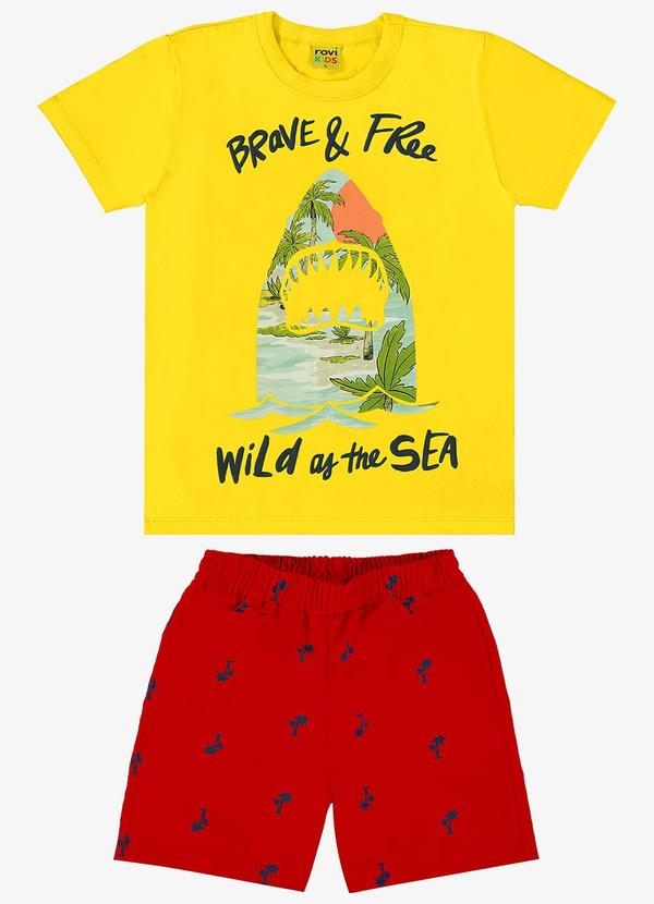 Rovi Kids - Conjunto Camiseta com Bermuda Amarelo