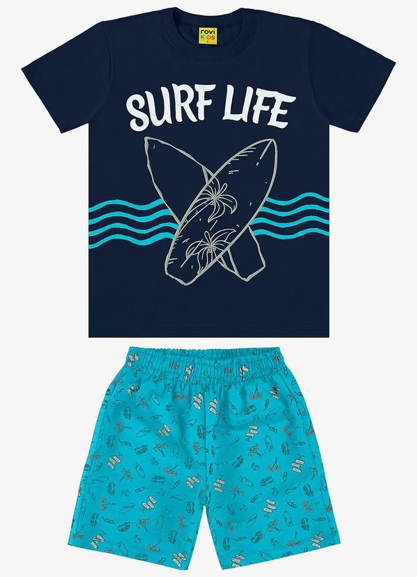 Rovi Kids - Conjunto Camiseta com Bermuda Azul 1