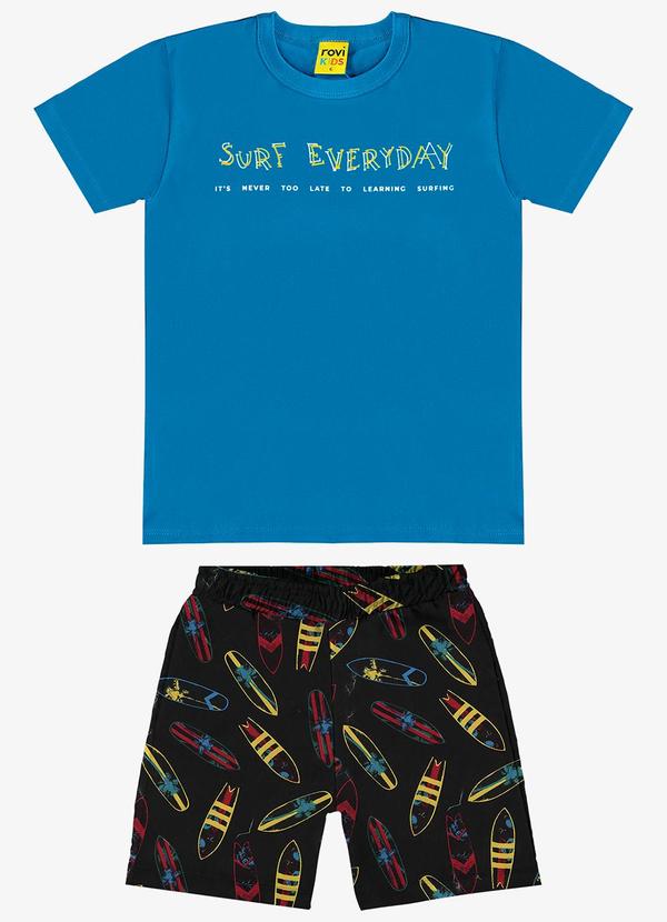 Rovi Kids - Conjunto Camiseta com Bermuda Azul