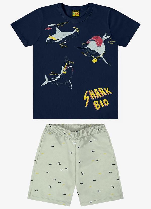 Rovi Kids - Conjunto Camiseta com Bermuda Azul