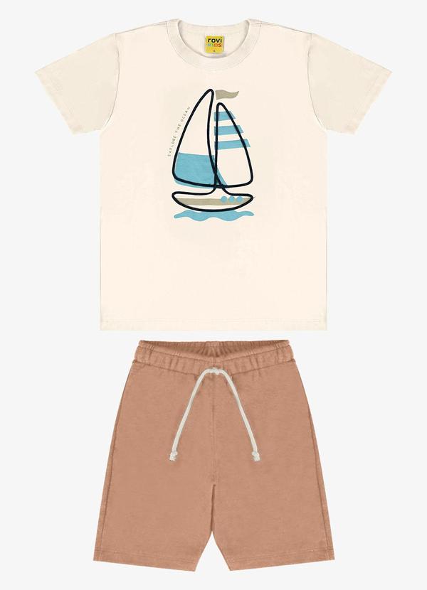 Rovi Kids - Conjunto Camiseta com Bermuda Bege