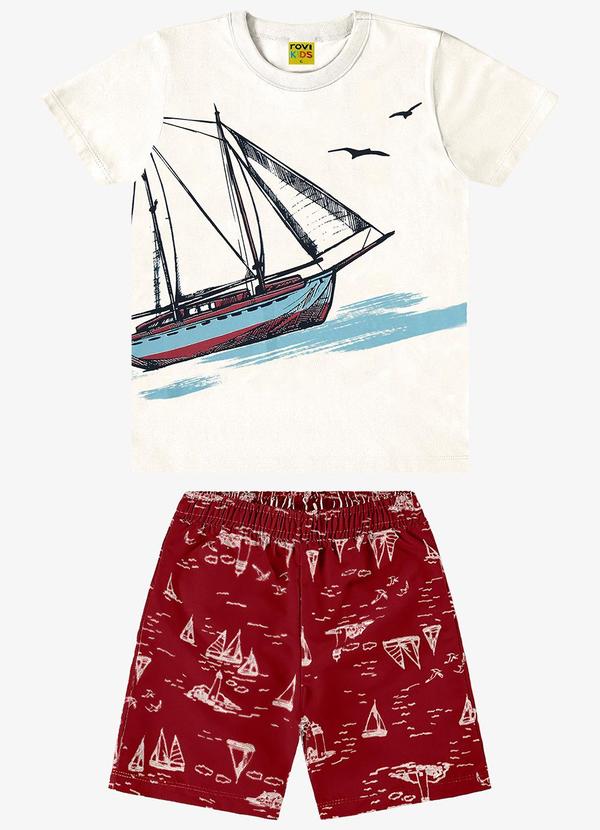 Rovi Kids - Conjunto Camiseta com Bermuda Bege