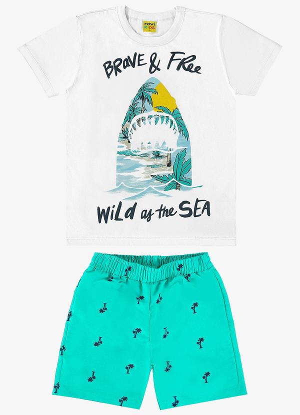 Rovi Kids - Conjunto Camiseta com Bermuda Branco