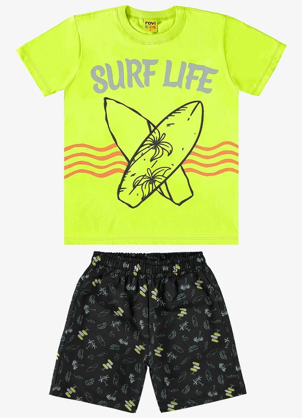 Rovi Kids - Conjunto Camiseta com Bermuda Verde