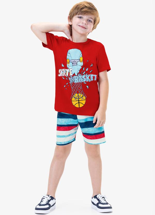 Rovi Kids - Conjunto Camiseta com Bermuda Rovi Kids Vermelho