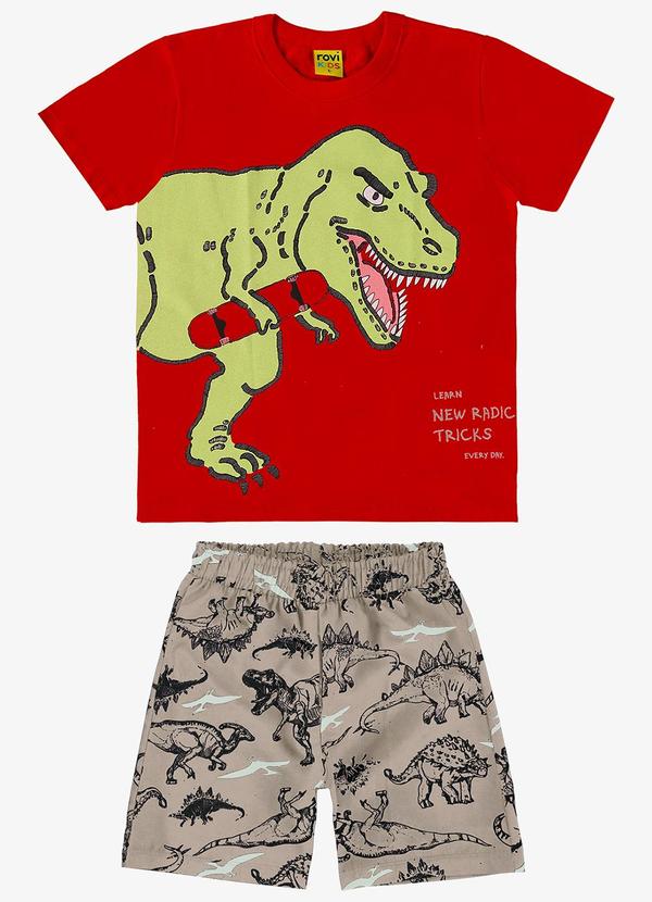Rovi Kids - Conjunto Camiseta com Bermuda Vermelho