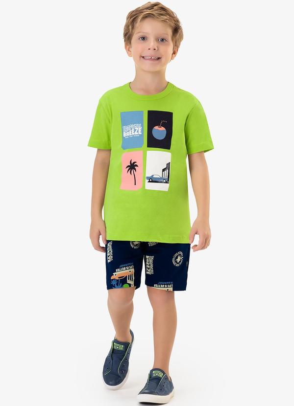 Rovi Kids - Conjunto Camiseta com Bermuda Verde
