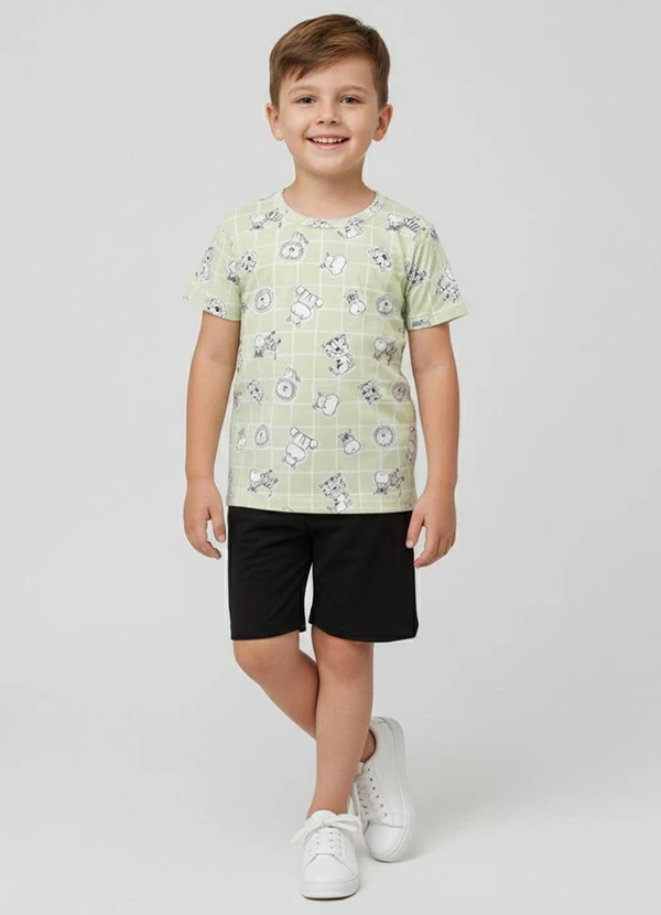 Rovi Kids - Conjunto Camiseta com Bermuda Verde