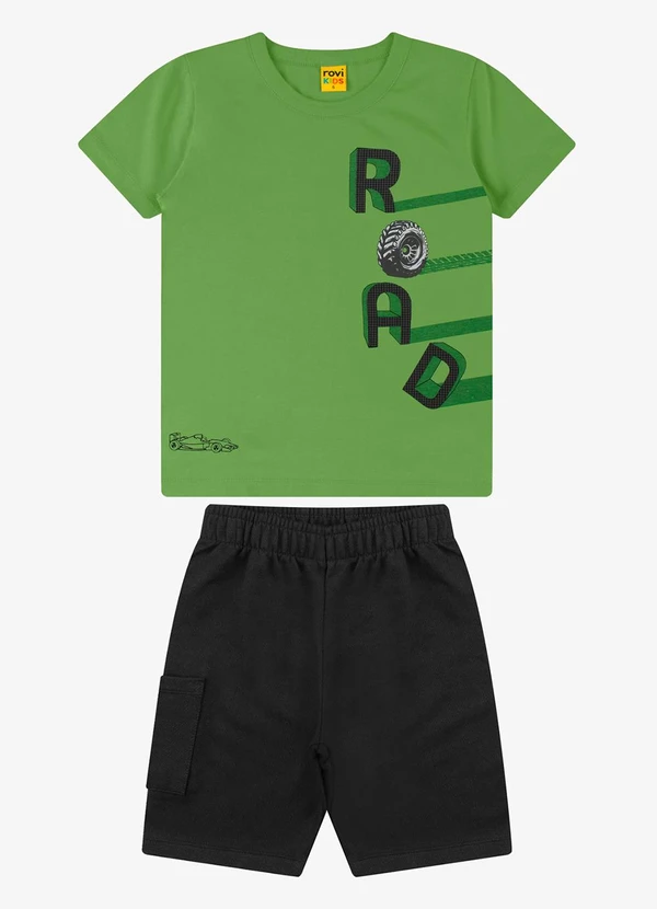 Rovi Kids - Conjunto Camiseta com Bermuda Verde