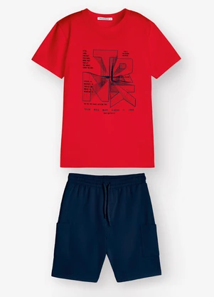 Trick Nick - Conjunto Camiseta com Bermuda Vermelho - TRICK NICK