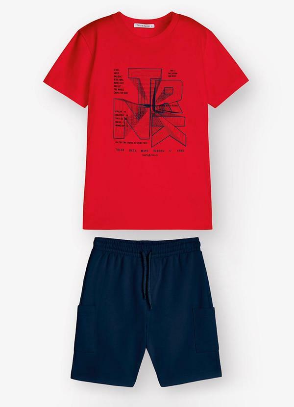 Trick Nick - Conjunto Camiseta com Bermuda Vermelho