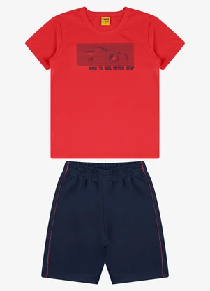 Rovi Kids - Conjunto Camiseta com Bermuda Vermelho - ROVI KIDS