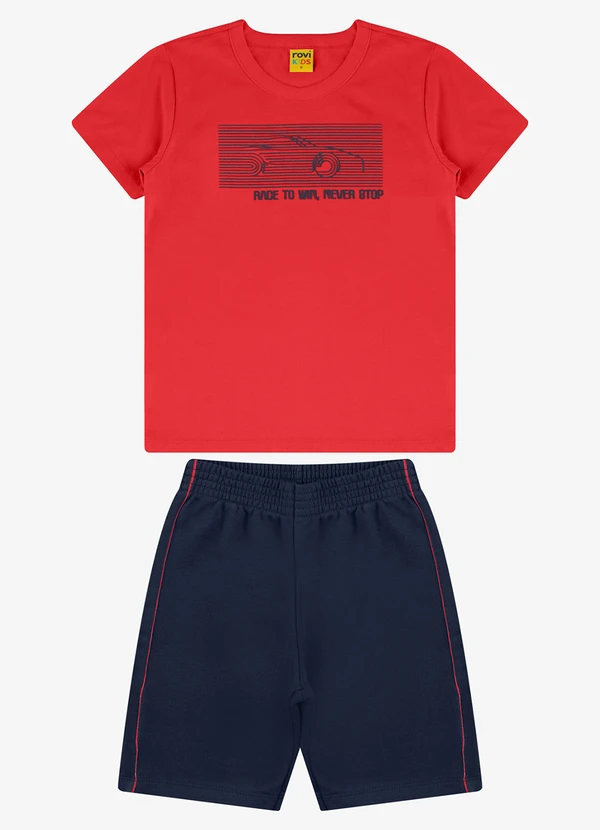 Rovi Kids - Conjunto Camiseta com Bermuda Vermelho