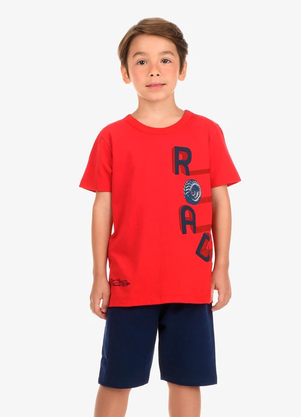 Rovi Kids - Conjunto Camiseta com Bermuda Vermelho