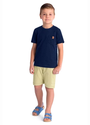 Ddk - Conjunto Camiseta com Bolso e Bermuda Azul  - DDK