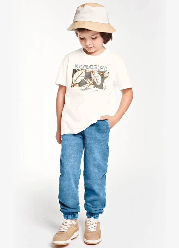 Trick Nick - Conjunto Camiseta com Calça Jeans Bege