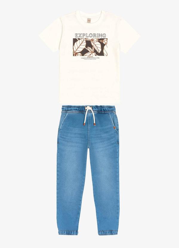 Trick Nick - Conjunto Camiseta com Calça Jeans Bege 4