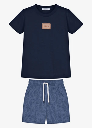 Trick Nick - Conjunto Camiseta Cotton com Bermuda Azul - TRICK NICK