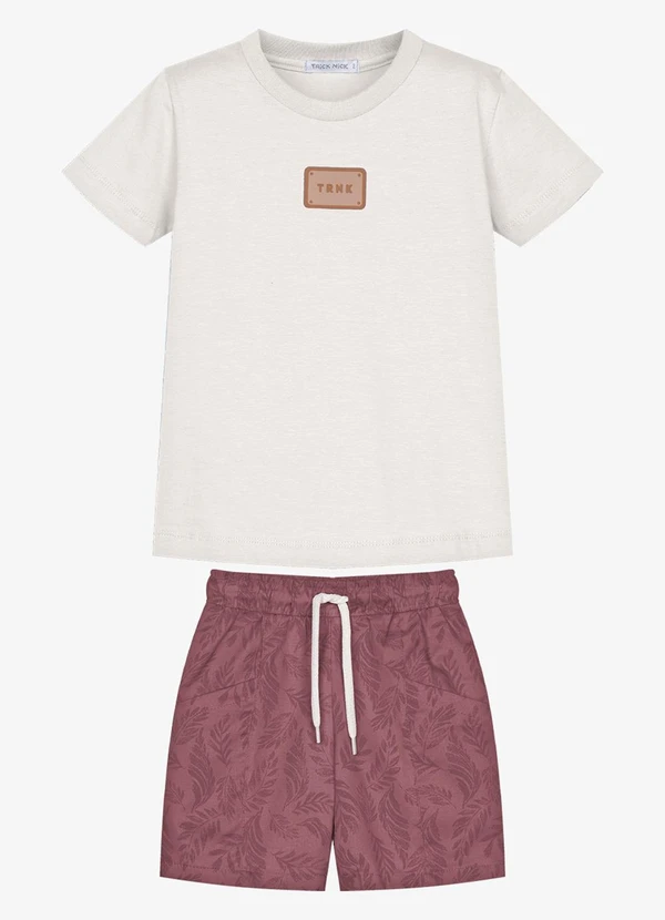 Trick Nick - Conjunto Camiseta Cotton com Bermuda Bege