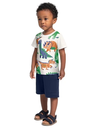 Bee Loop - Conjunto Camiseta Dino Bermuda Bege - BEE LOOP