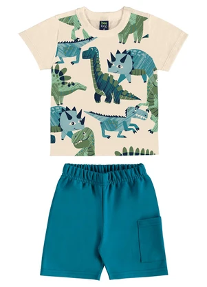 Bee Loop - Conjunto Camiseta Dino Bermuda Bege - BEE LOOP