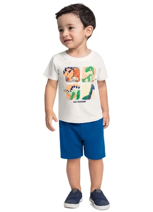 Bee Loop - Conjunto Camiseta Dino Bermuda Bege - BEE LOOP