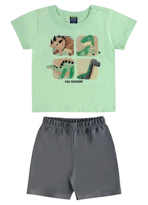 Conjunto Camiseta Dino Bermuda Bee Loop Verde - BEE LOOP