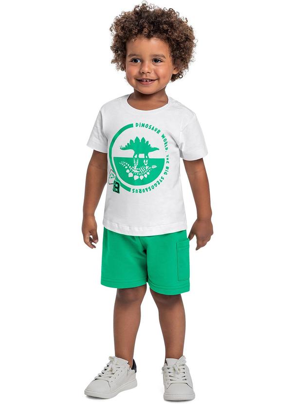 Bee Loop - Conjunto Camiseta Dino e Bermuda Branco