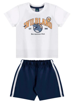 Bee Loop - Conjunto Camiseta Dino e Bermuda Branco - BEE LOOP